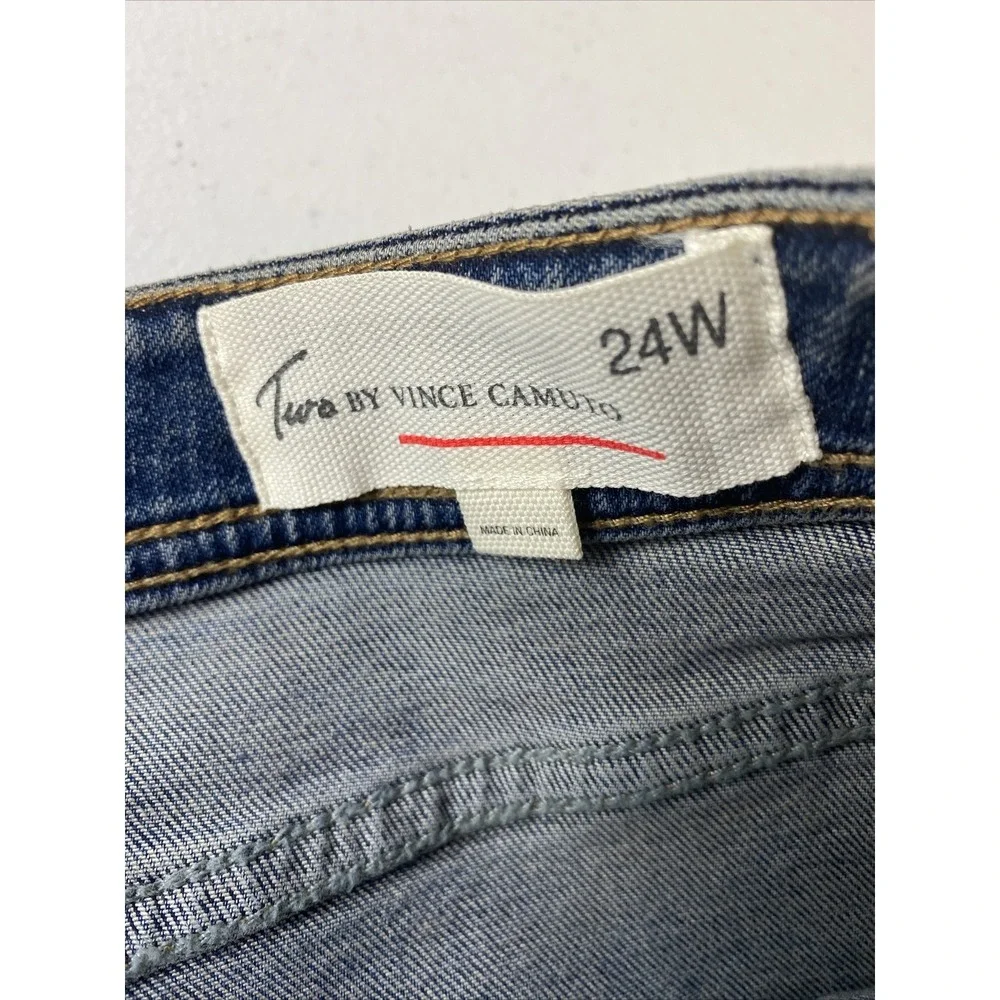 Two‎ By Vince Camuto Denim Skirt Women's Size 24W Med Wash Button Up Pockets